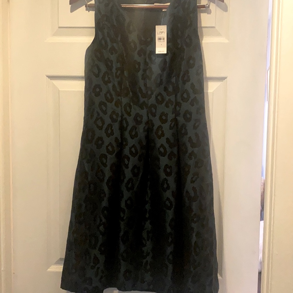 Loft leopard jacquard dress size 4 NWT